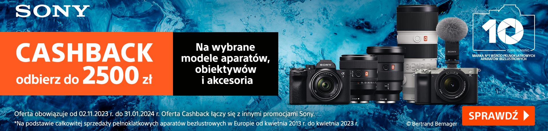 Zimowy cashback Sony do 2500 zł na wybrane aparaty, obiektywy i akcesoria